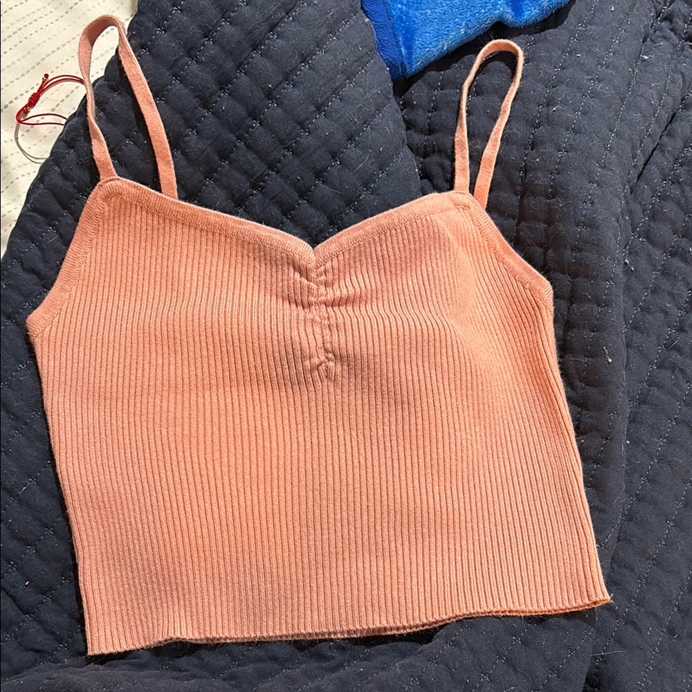 Light Pink Ribbed Knit Cami Top